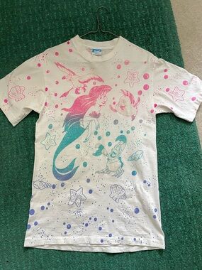 Vintage Disney The Little Mermaid Ombre Glitter Graphic Tee  single stitch YOUTH